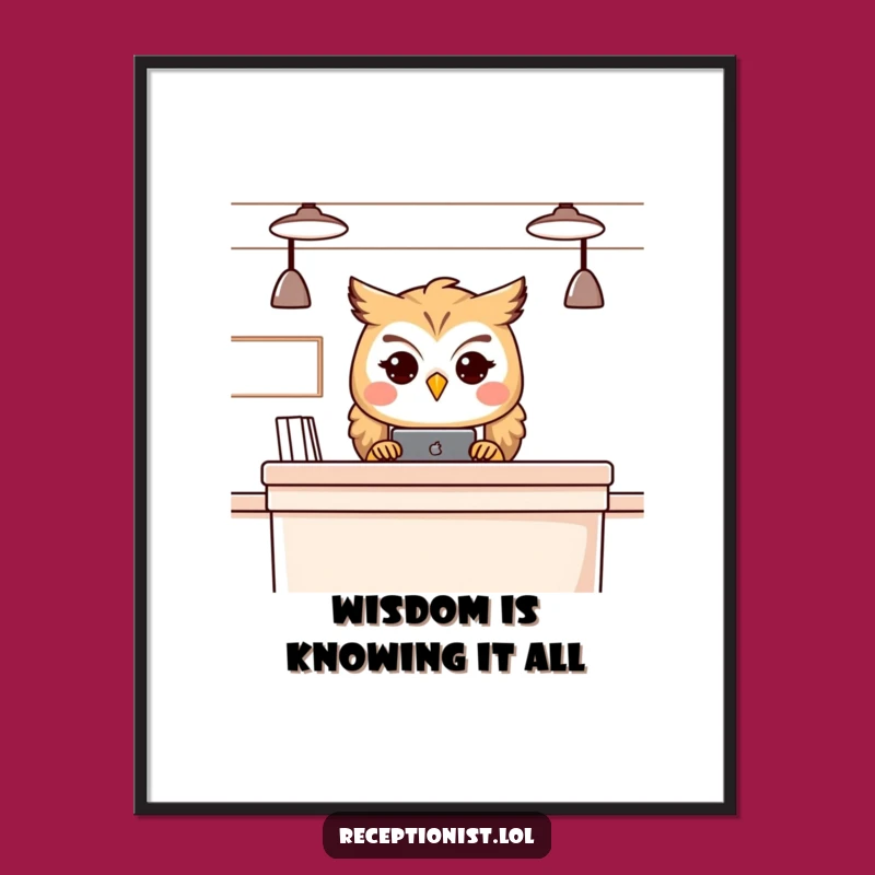 Free Printable Owl Receptionist Wall Art: Wise Downloadable Decor