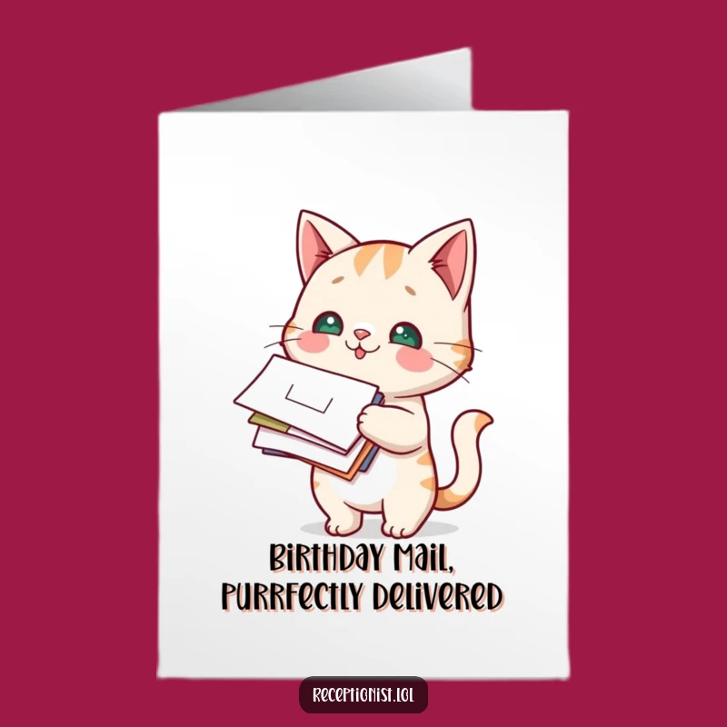 Free Printable Birthday Card: Funny Cat Mail Carrier, Hilarious Downloadable Gift!