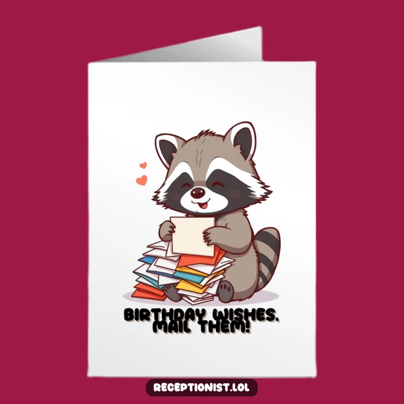 Free Printable Birthday Card: Raccoon's Mail Sorting Fun