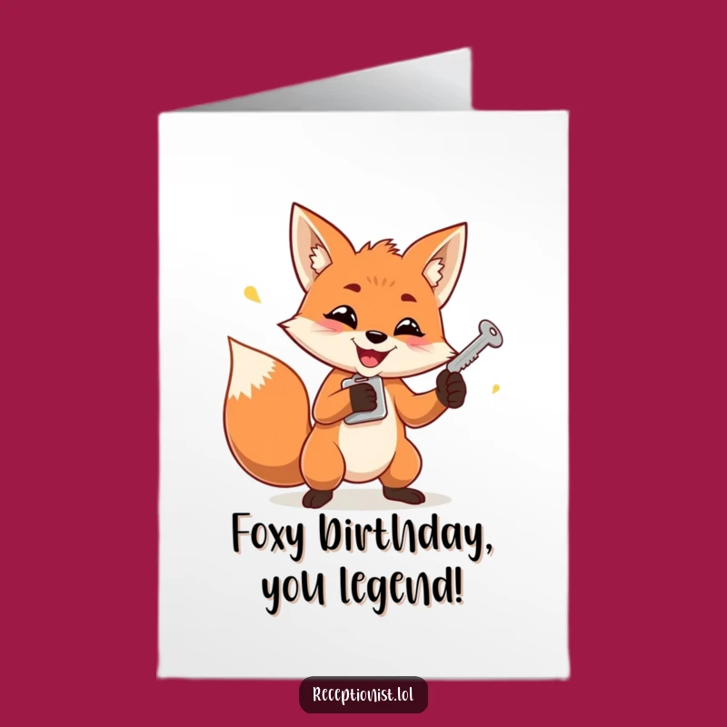 Free Printable Birthday Card: Juggling Fox Wishes Happy Birthday!