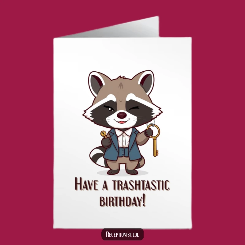 Free Printable Birthday Card: Sneaky Raccoon Card, Funny Key Passer for a Mysterious Celebration