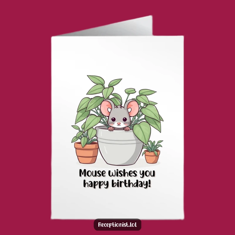 Free Printable Birthday Card: Shy Mouse Surprise - Funny Downloadable Gift