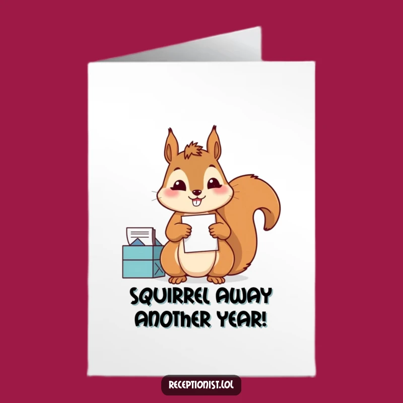 Free Printable Birthday Card: Diligent Squirrel, Funny Mail Sorter, Downloadable Joy!