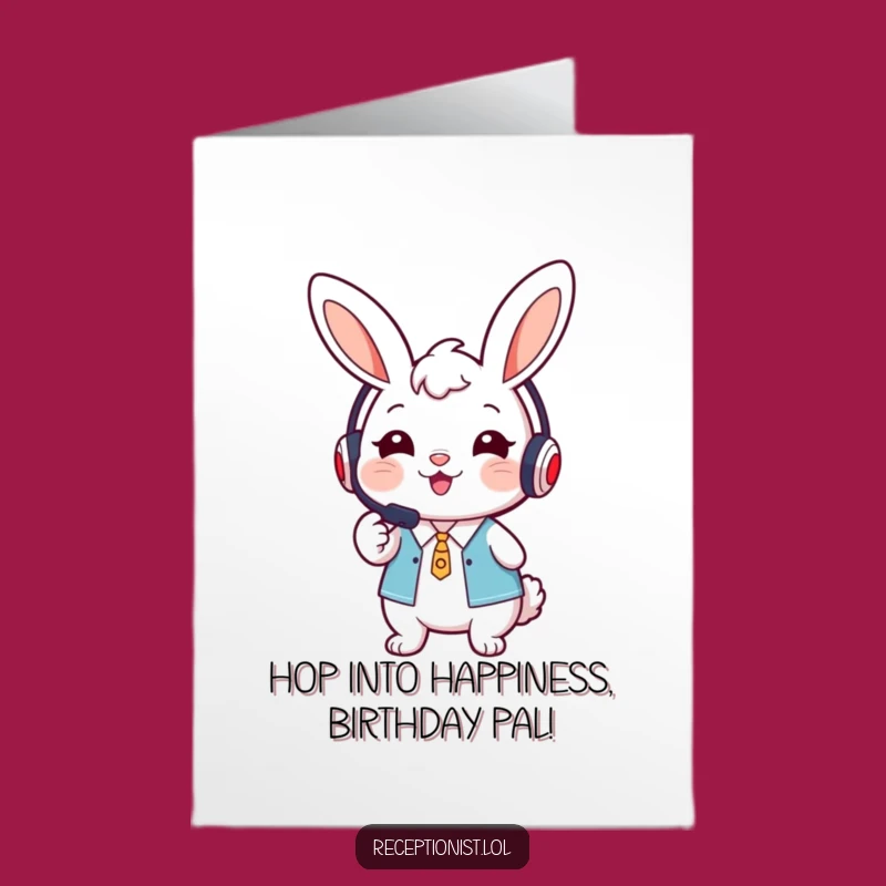 Sweet Free Printable Birthday Card: Bunny Receptionist Welcome - Downloadable Gift!