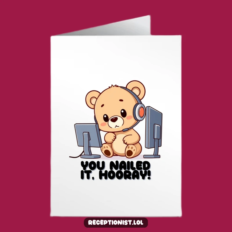 Free Printable Bear Congratulations Card - Funny Cub Tech Downloadable Gift