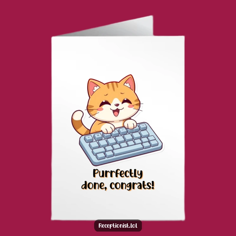 Free Printable Cat Congratulations Card - Funny Typing Cat Downloadable Gift