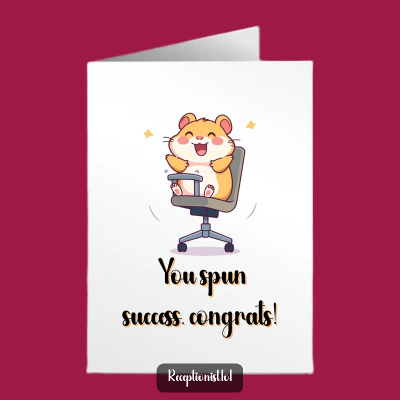 Free Printable Congrats Card: Hamster's Victory Spin Funny Downloadable Gift