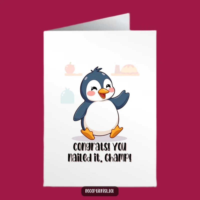 Free Printable Congrats Card: Penguin's Joyful Dance - Funny Downloadable Gift