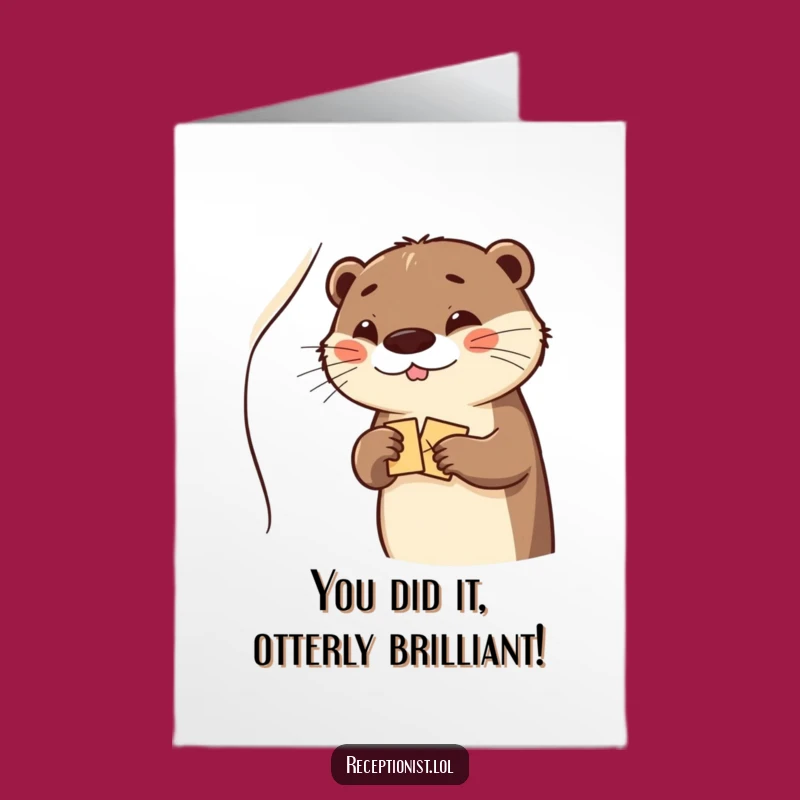 Free Printable Congratulations Card: Giggling Otter Shares Joy - Funny Downloadable Gift