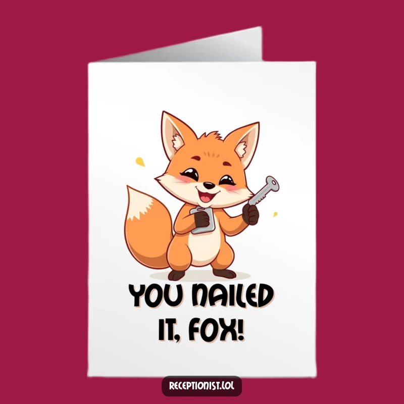 Free Printable Congrats Card: Fox Juggles Keys To Celebrate Your Success!