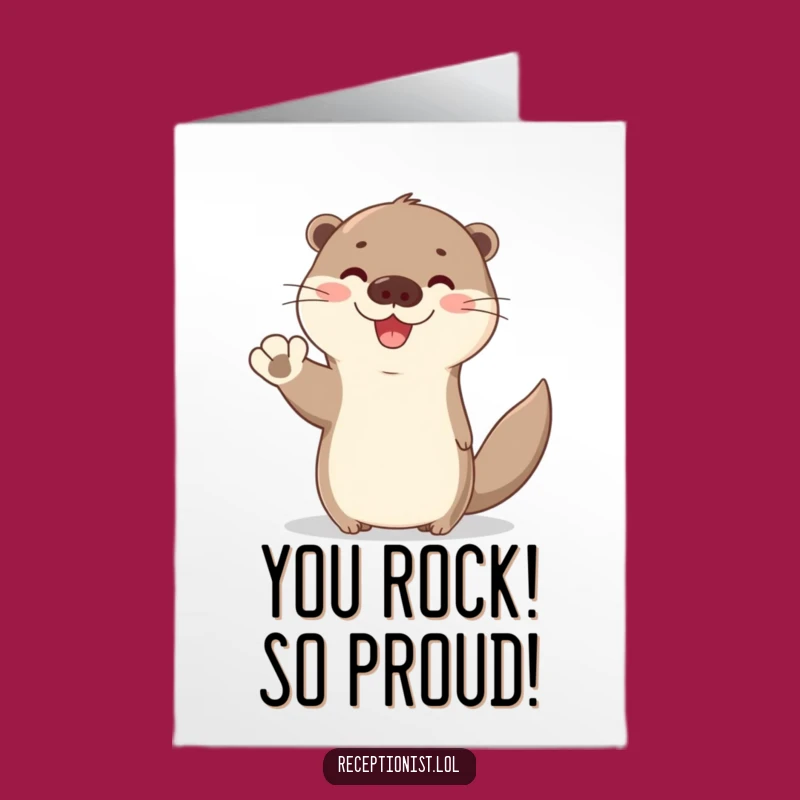 Printable Congrats Card Free: Otter's Cheerful Celebration Wave