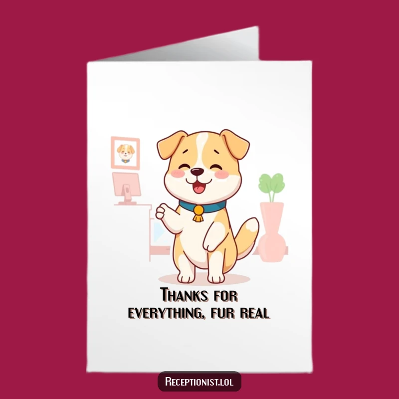 Free Printable Thank You Card: Grateful Dog Receptionist Offers Comforting Pat, Expressing Thanks