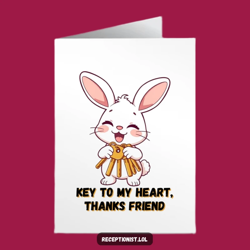 Free Printable Thank You Card: Bunny Offering Keys for Gratefulness & New Opportunities
