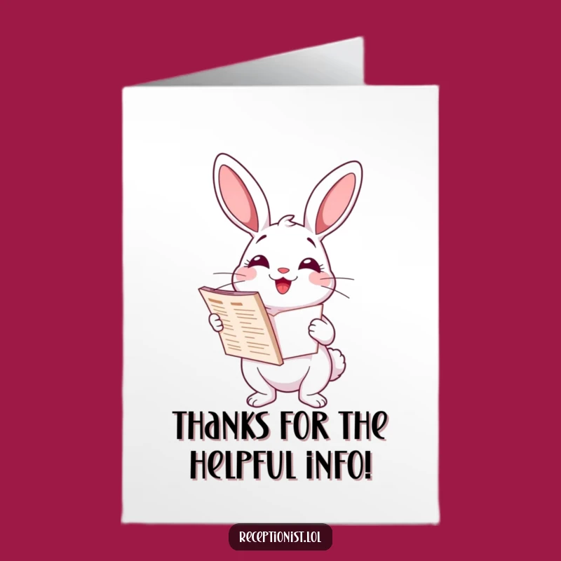 Thank You Rabbit Card: Free Printable Helpful Downloadable Gift!