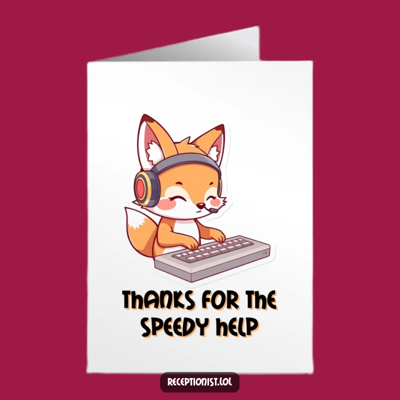 Free Printable Thank You Card: Fox Typing, Appreciative Downloadable Gift!