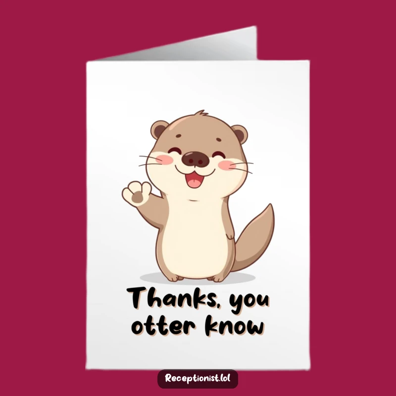 Free Printable Thank You Card: Cute Otter's Grateful Wave