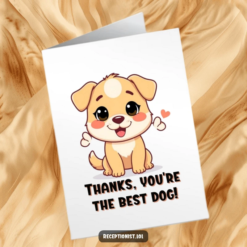 Funny Free Printable Thank You Card: A helpful dog character giving a warm, welcoming nod of thanks.
