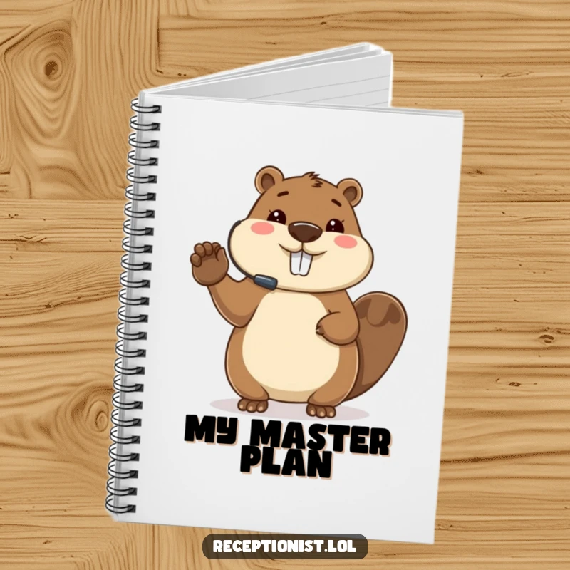 Funny beaver notebook, writing plans, host theme, journal for organization, ideal gift for planners.