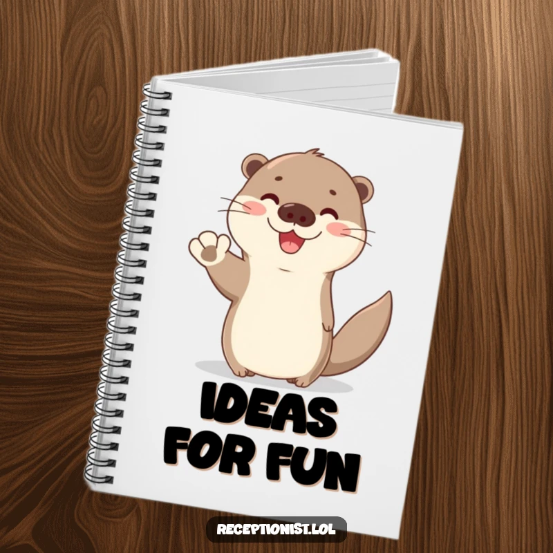 Funny Otter Greeting Notebook featuring a cute otter waving hello with a bright, friendly expression, perfect for humorous note-taking.