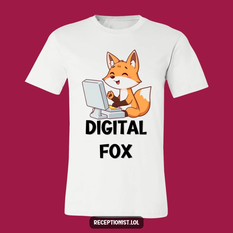 Funny Fox Typing T-Shirt: Hilarious Cartoon Apparel for the Enthusiastic Coder