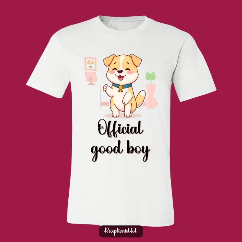 Funny Dog Receptionist T-Shirt: Wagging Tail Greeting, Comfy Tee, Ideal Funny Gift