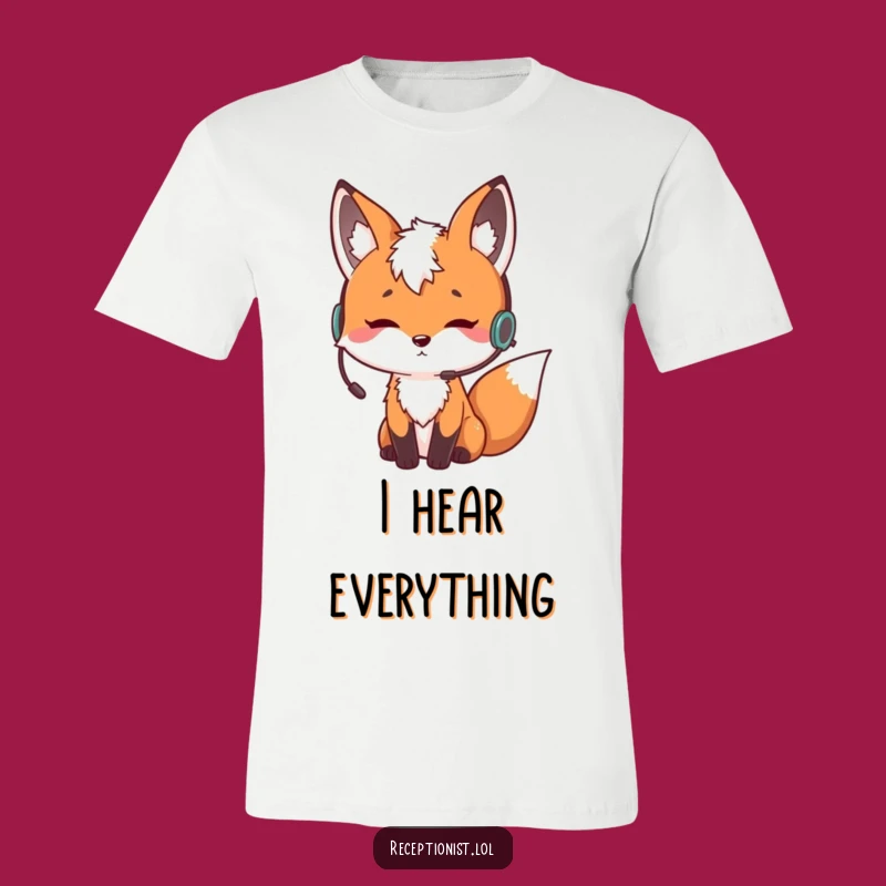 Funny Fox Earpiece T-Shirt: Curious Listener Style, a Hilarious Outfit for Thinkers