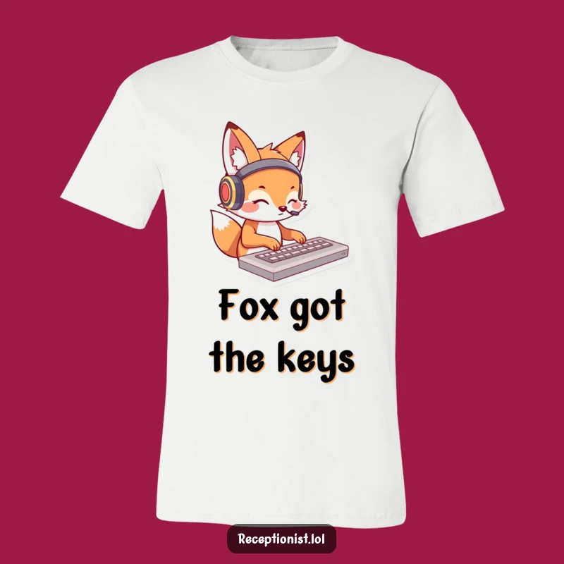 Funny Fox Typing T-Shirt - Music Lover Cartoon Character Gift