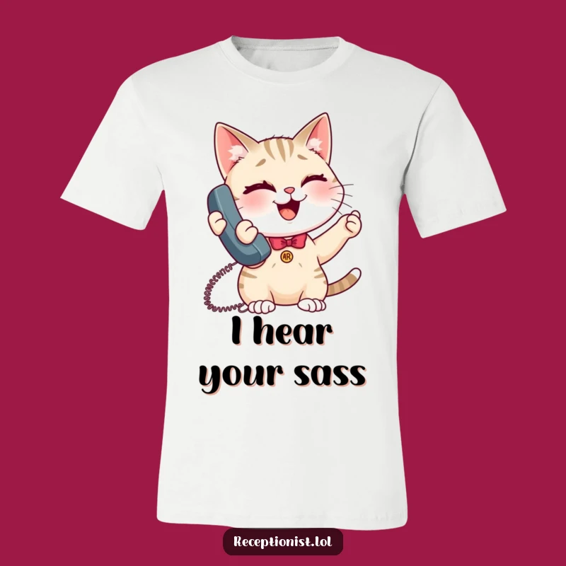 Funny Giggling Cat Receptionist T-Shirt - Hilarious Gift for Cat Lovers