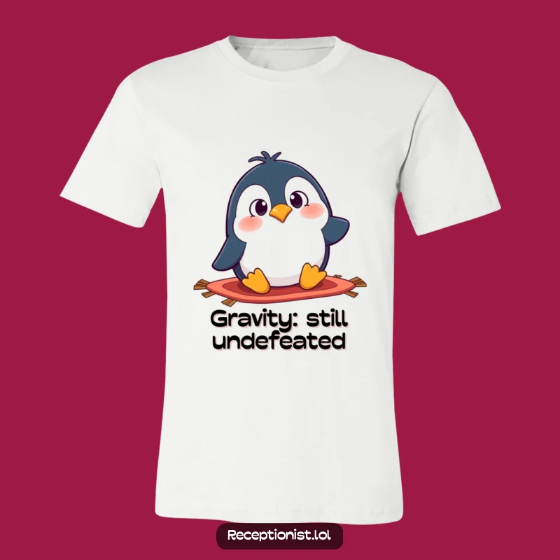 Funny Penguin Tripping T-Shirt - Surprised Cartoon Character Quirky Gift