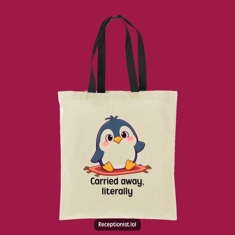 Funny Penguin Tripping Tote Bag - Durable Cartoon Accessory for Surprise Lovers