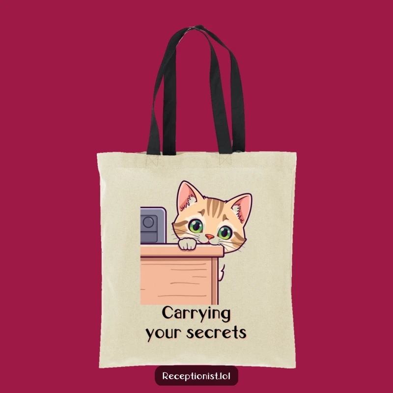 Funny Cat Desk Peek Tote Bag - Stylish Curious Kitty Carry-All, Gift Idea