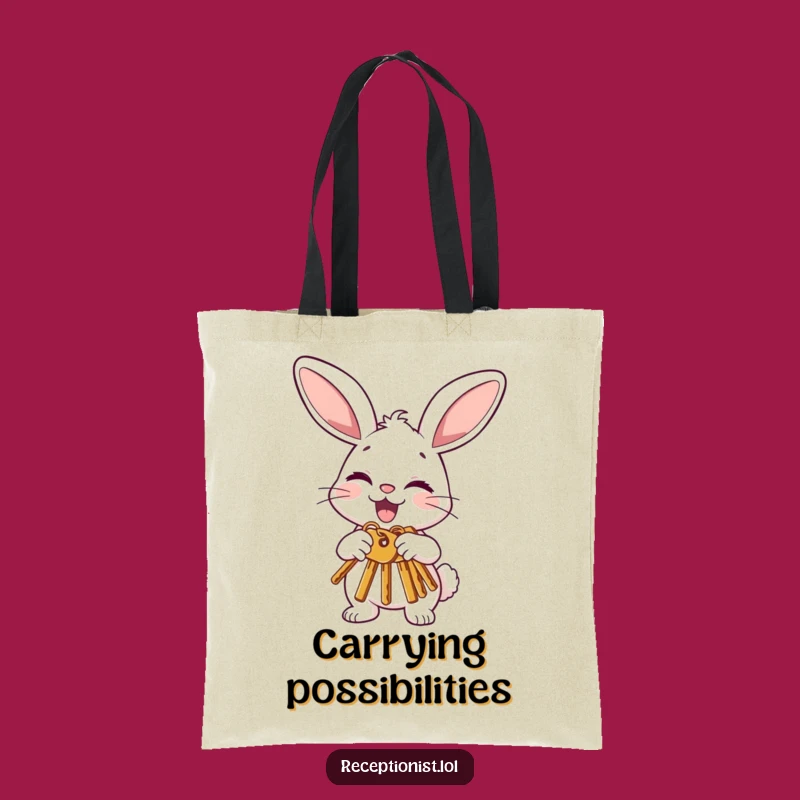 Funny Bunny Offering Keys Tote Bag: Carry Your Opportunities with Joy