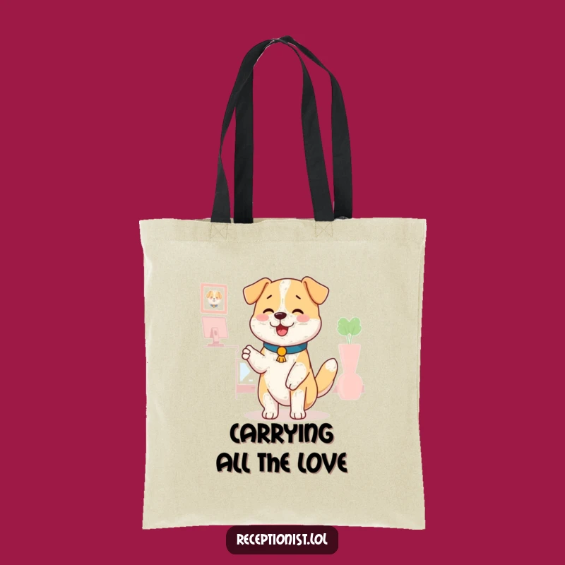 Funny Dog Receptionist Tote Bag: Carry Your Essentials with a Wagging Tail, Great Funny Gift