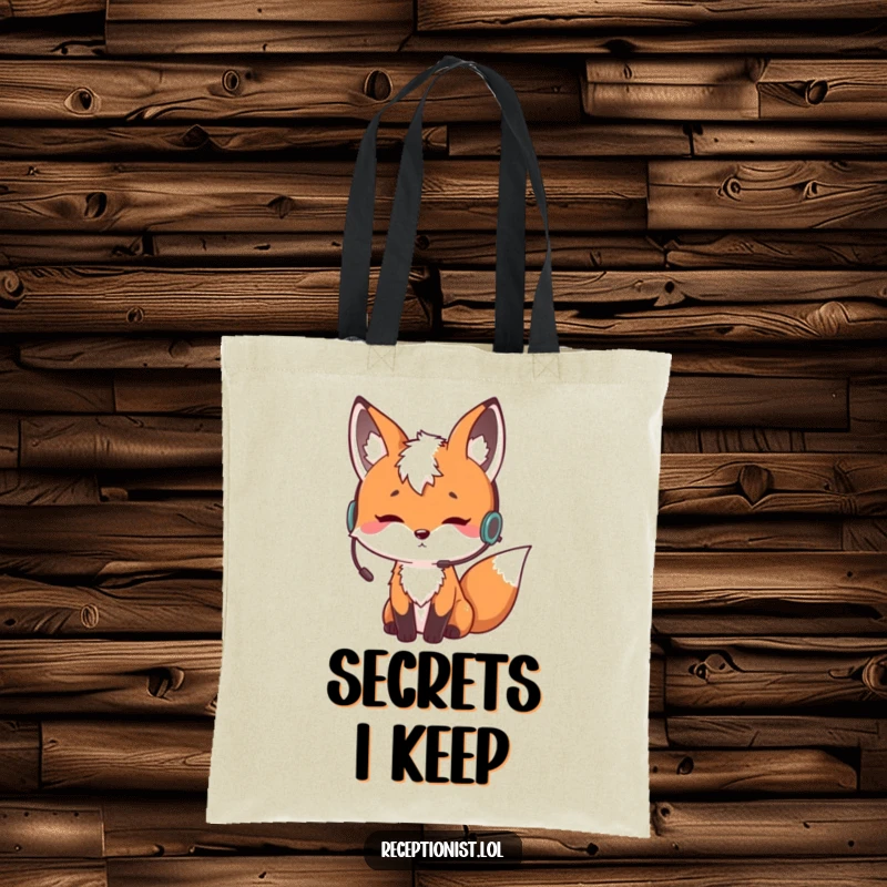 Funny curious fox wearing an earpiece and nodding thoughtfully, durable tote bag, humorous accessory for inquisitive minds.