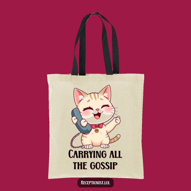 Funny Giggling Cat Receptionist Tote Bag - Chic & Hilarious Gift for Shoppers