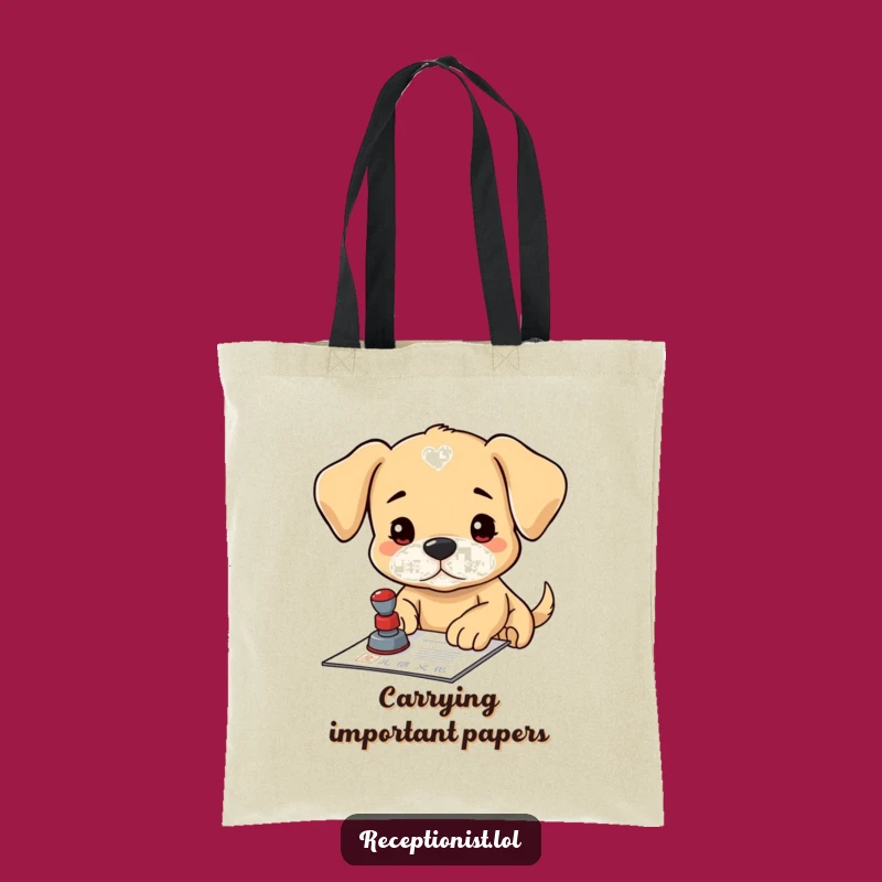 Funny Puppy Stamp Tote Bag: Carry Your Essentials with Official Charm!